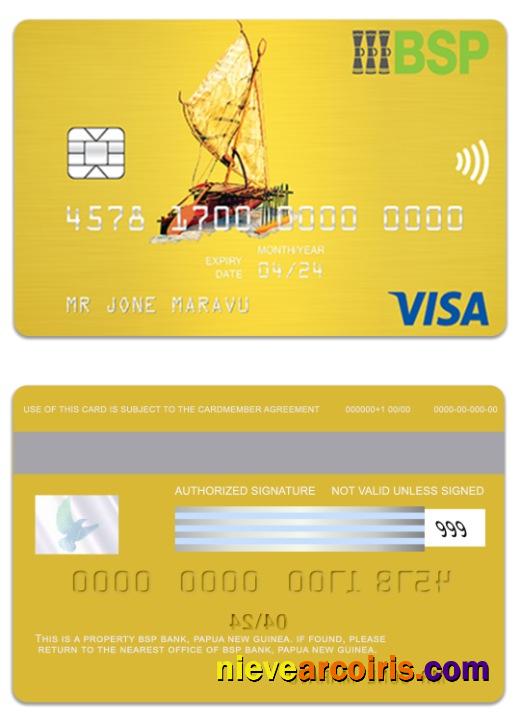 Papua New Guinea BSP Bank visa gold card